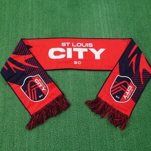 St Louis City SC Soccer Scarf Red Navy MLS Soccer Together Credit Union Ruffneck